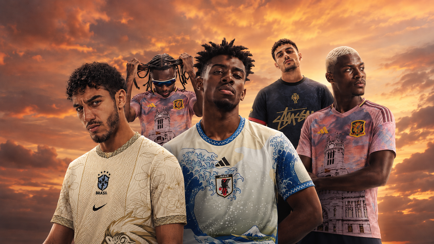 Maillots concept sur fond de stade